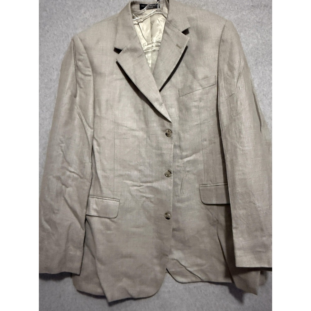 Gianfranco Ruffini Blazer Sport‎ Coat Mens 48 Beige Silk Wool 3 Button Jacket